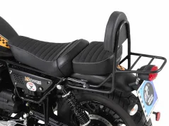 Sissybar con soporte trasero - negro para Moto Guzzi V9 Roamer del modelo 2017 con asiento largo