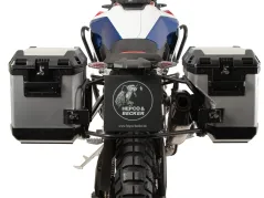 Recorte del soporte lateral negro incl. Cofres laterales Xplorer plateados para BMW F 900 GS (2024-)