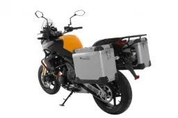 Sistema de maletas ZEGA Pro &quot;E-S&quot; 38/38 litros con portaequipajes de acero negro para Kawasaki Versys 650 (2010-2014)