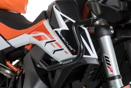Barras protectoras de carenado de acero inoxidable, negras, para KTM 890 Adventure (-2022)/ 890 Adventure R (-2022)/ 790 Adventure/ 790 Adventure R (-2022)