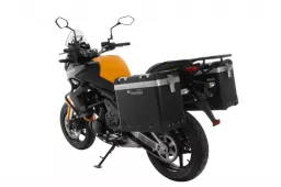 Sistema de maletas ZEGA Pro &quot;E-Black&quot; 38/38 litros con portaequipajes de acero negro para Kawasaki Versys 650 (2010-2014)