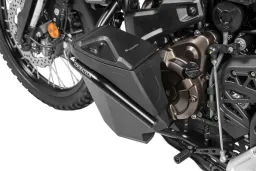 Werkzeugbox mit Motorsturzbügel - Nachrüstsatz - linke Seite, Edelstahl, schwarz für Yamaha Tenere 700